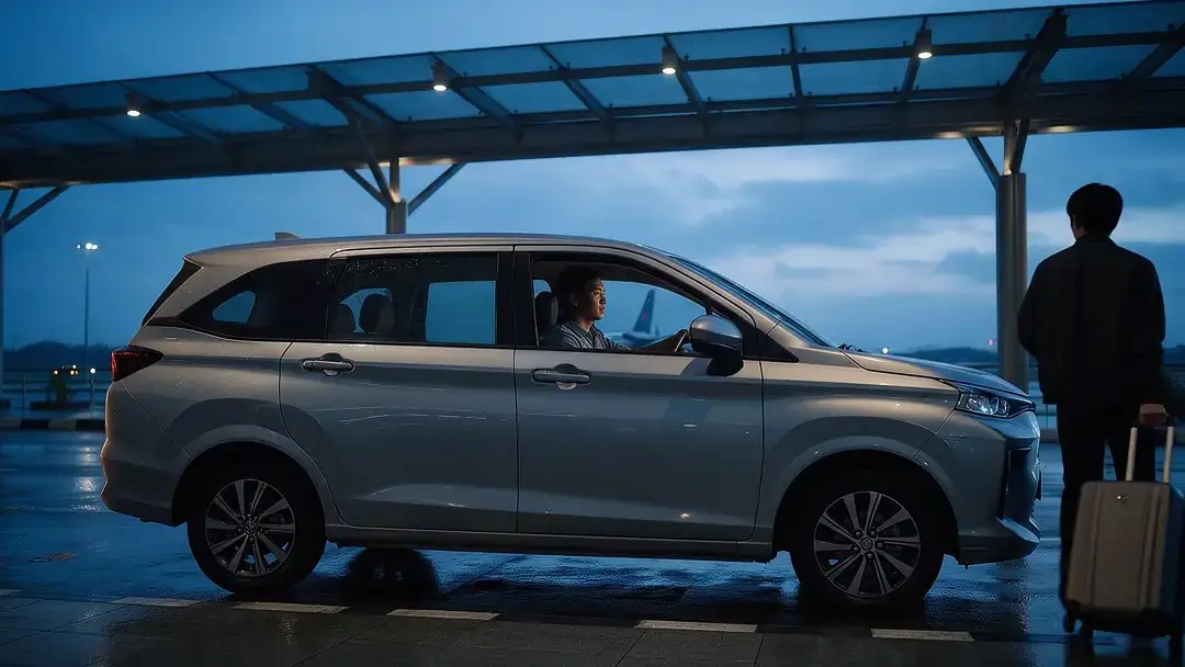 Mobil travel menunggu penumpang di bandara